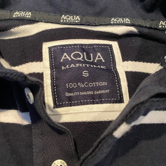 Aqua Men’s Long Sleeved Polo Shirt - Picture 2 of 4